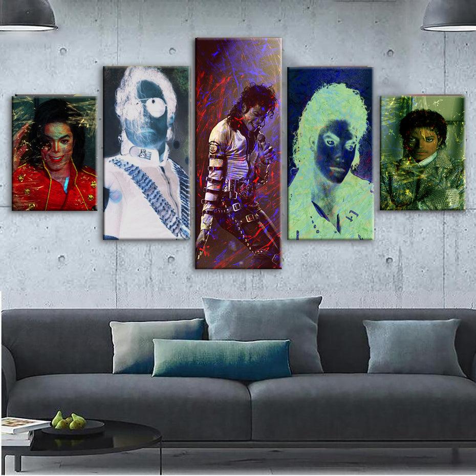 Michael Jackson 5 Piece HD Multi Panel Canvas Wall Art Frame - Original Frame