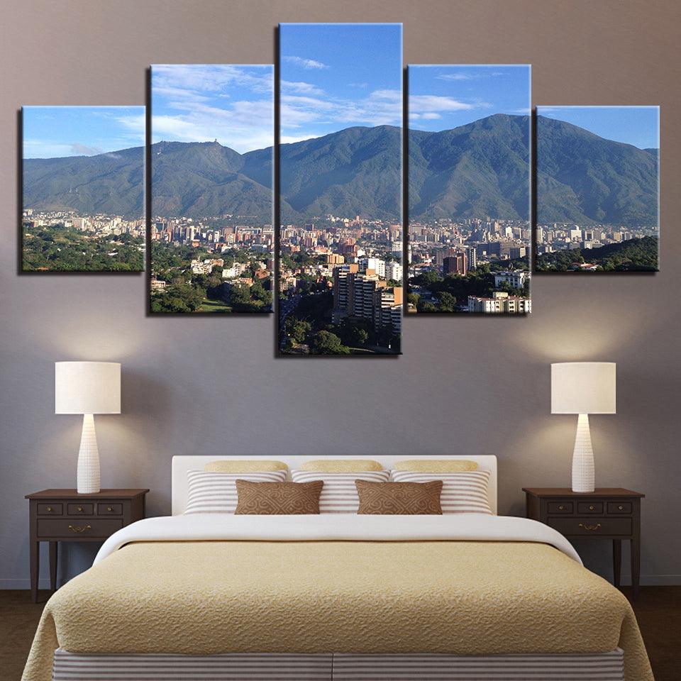 City Scenery 5 Piece HD Multi Panel Canvas Wall Art Frame - Original Frame