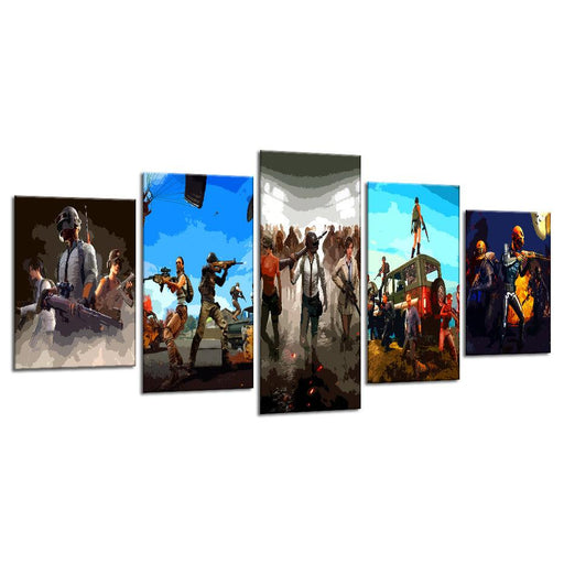 PUBG Game 5 Piece HD Multi Panel Canvas Wall Art - Original Frame