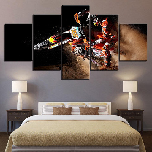 Motorcycle Racing 5 Piece HD Multi Panel Canvas Wall Art Frame - Original Frame