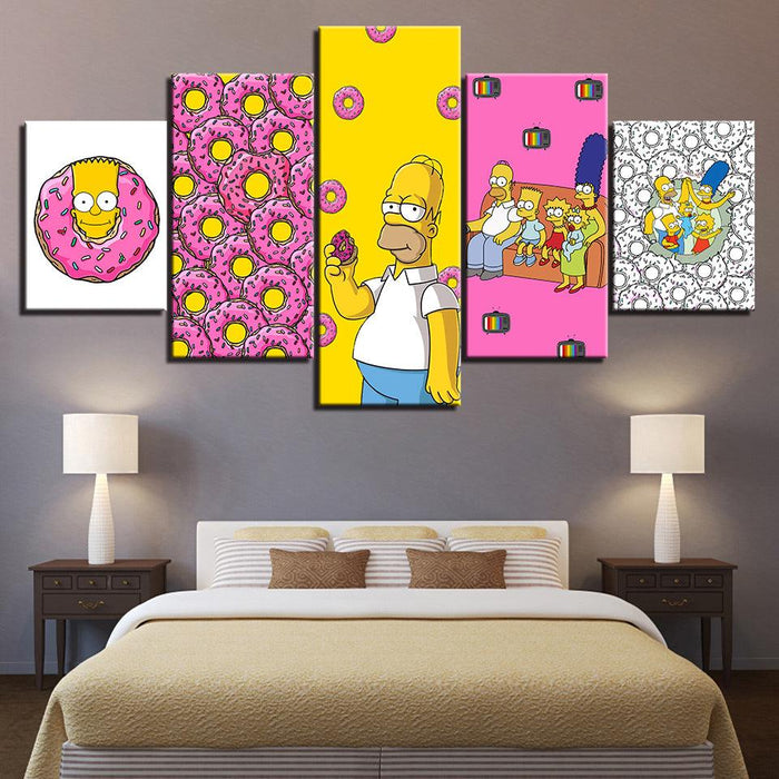 The Simpsons 5 Piece HD Multi Panel Canvas Wall Art Frame - Original Frame