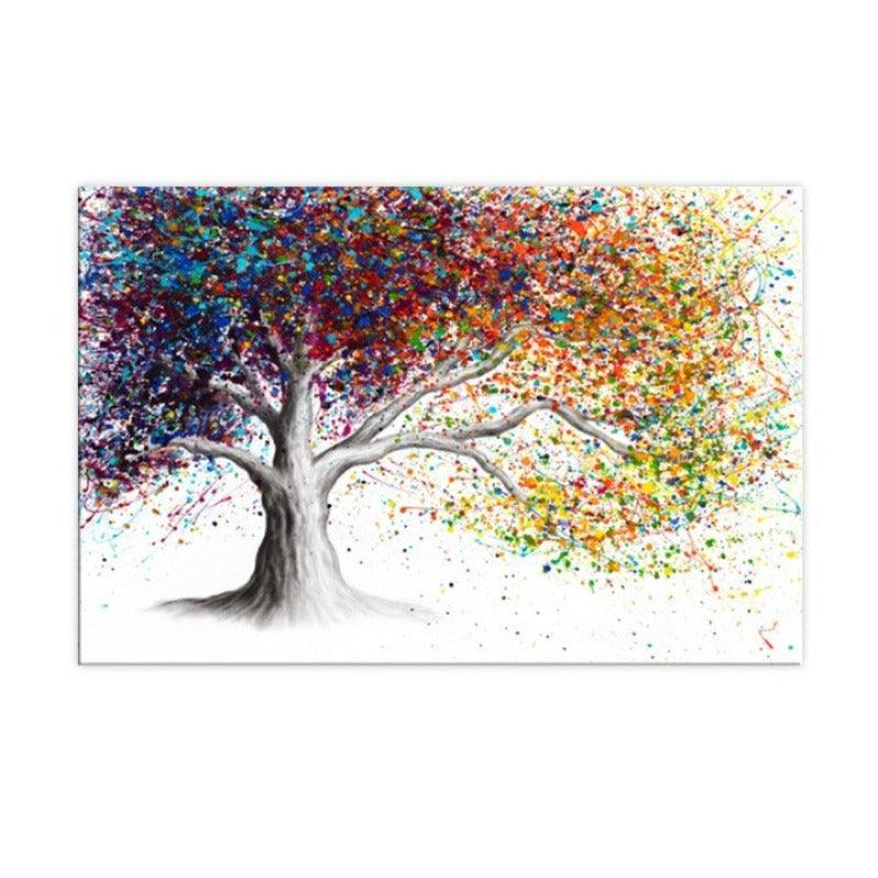 Spray Painting Tree Art Canvas Painting - Original Frame