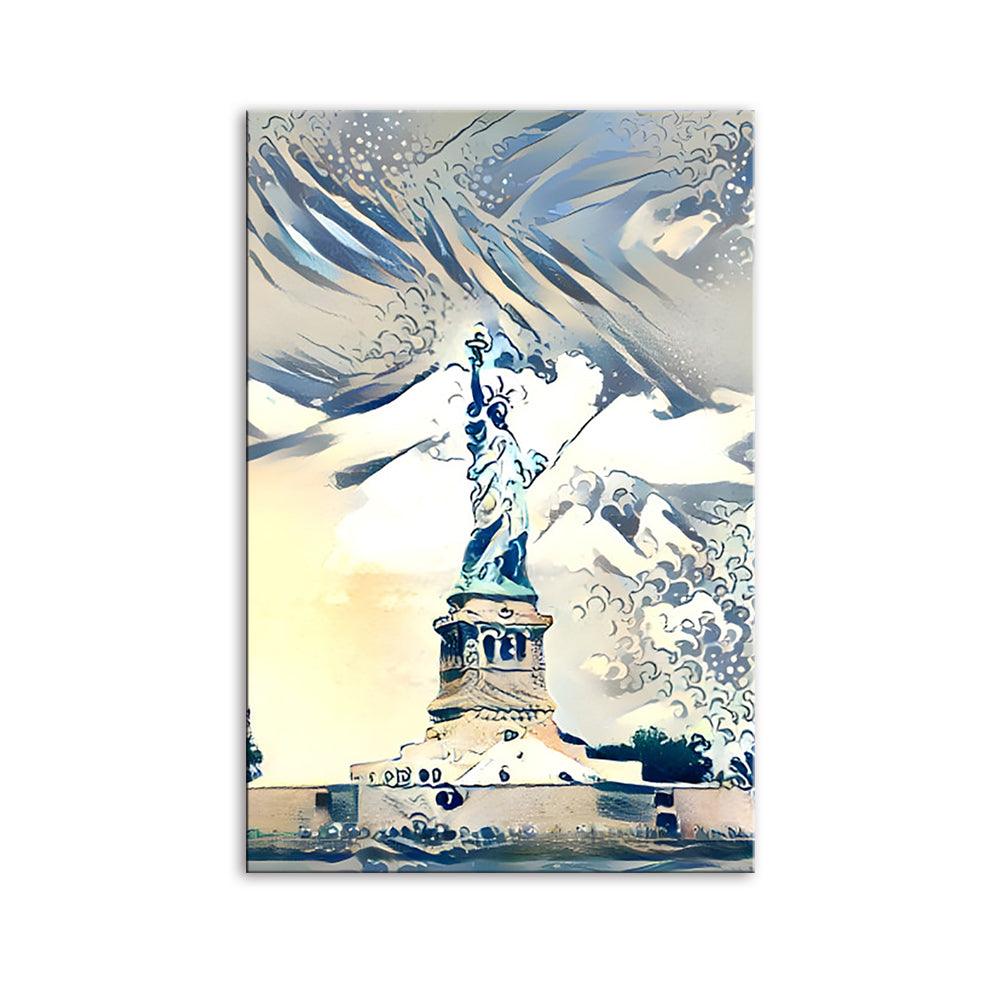 Abstract NY Statue Of Liberty 1 Piece HD Multi Panel Canvas Wall Art Frame - Original Frame