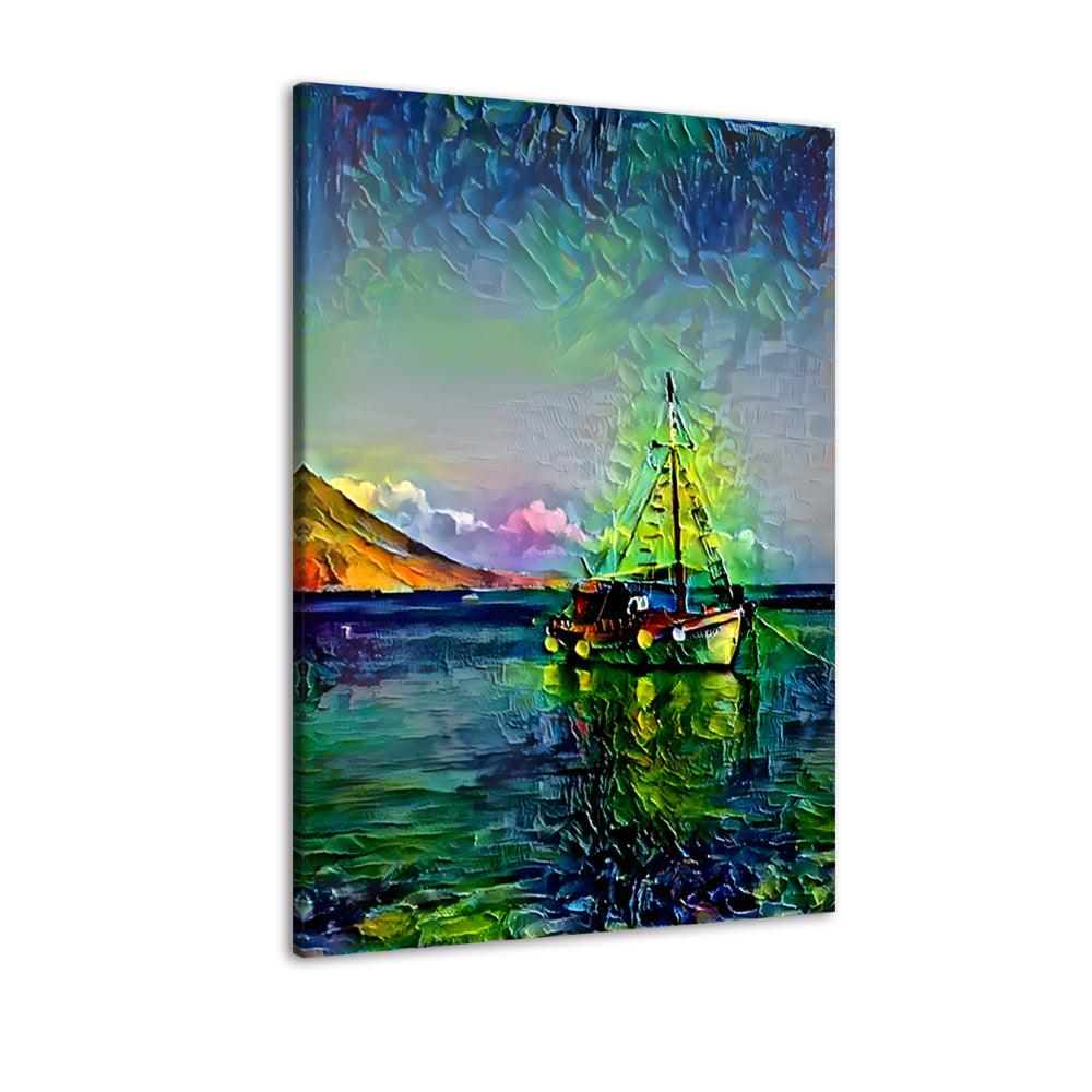 The Abstract Painted Seashore 1 Piece HD Multi Panel Canvas Wall Art Frame - Original Frame