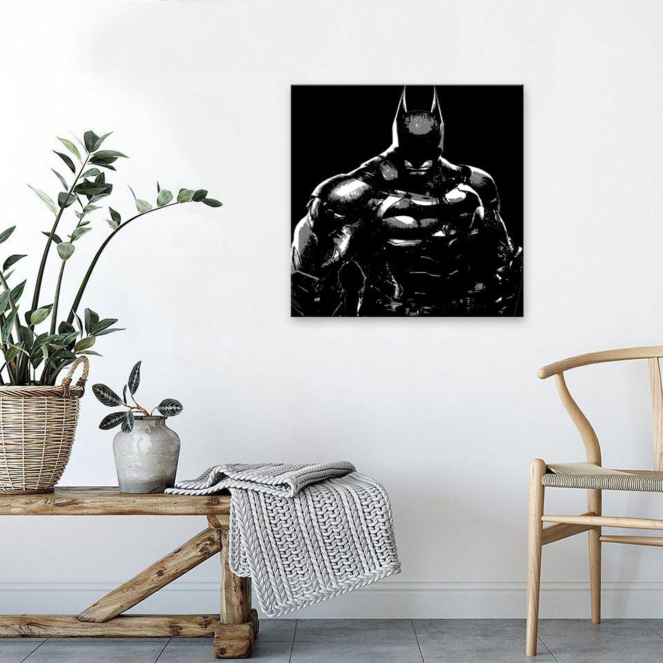 The Batman Black & White 1 Piece HD Multi Panel Canvas Wall Art Frame - Original Frame