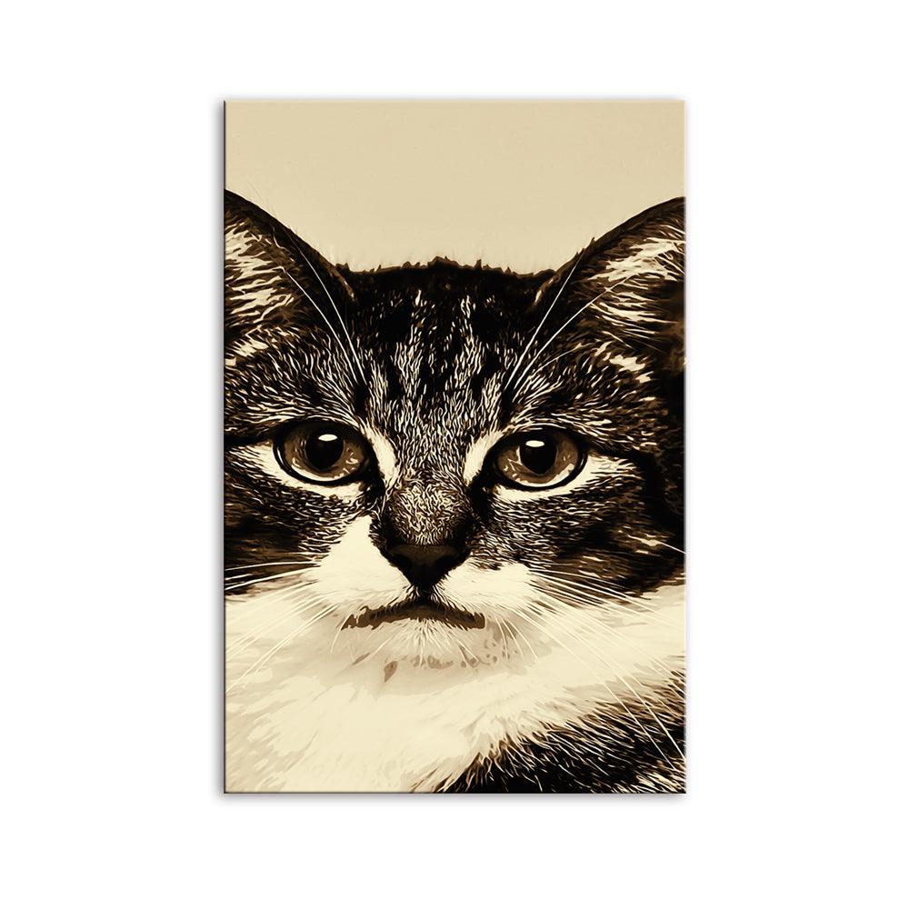 The Serious Cat 1 Piece HD Multi Panel Canvas Wall Art Frame - Original Frame