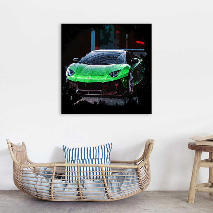 Sports Car Cartoon 1 Piece HD Multi Panel Canvas Wall Art - Original Frame