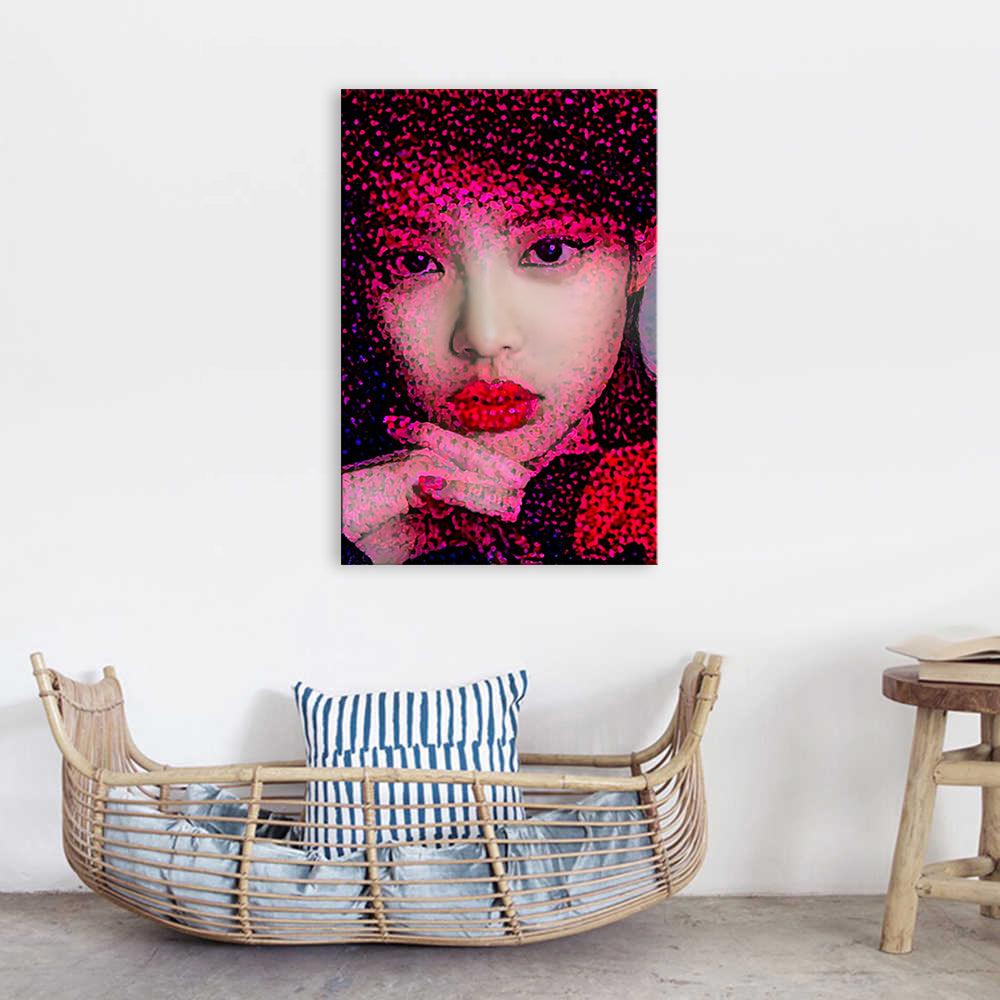 Red Woman 1 Piece HD Multi Panel Canvas Wall Art Frame - Original Frame
