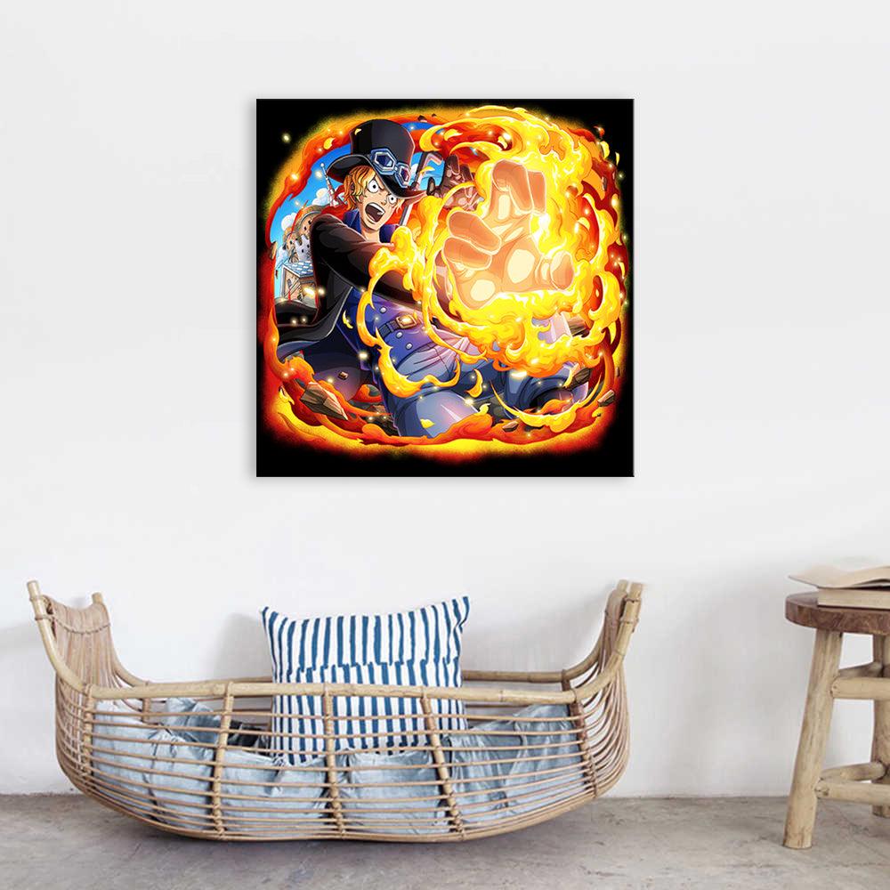 Magic Fire Anime 1 Piece HD Multi Panel Canvas Wall Art Frame - Original Frame