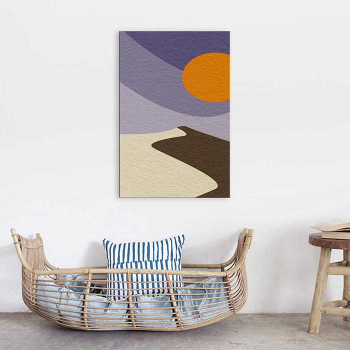 The Abstract Purple Sun 1 Piece HD Multi Panel Canvas Wall Art Frame