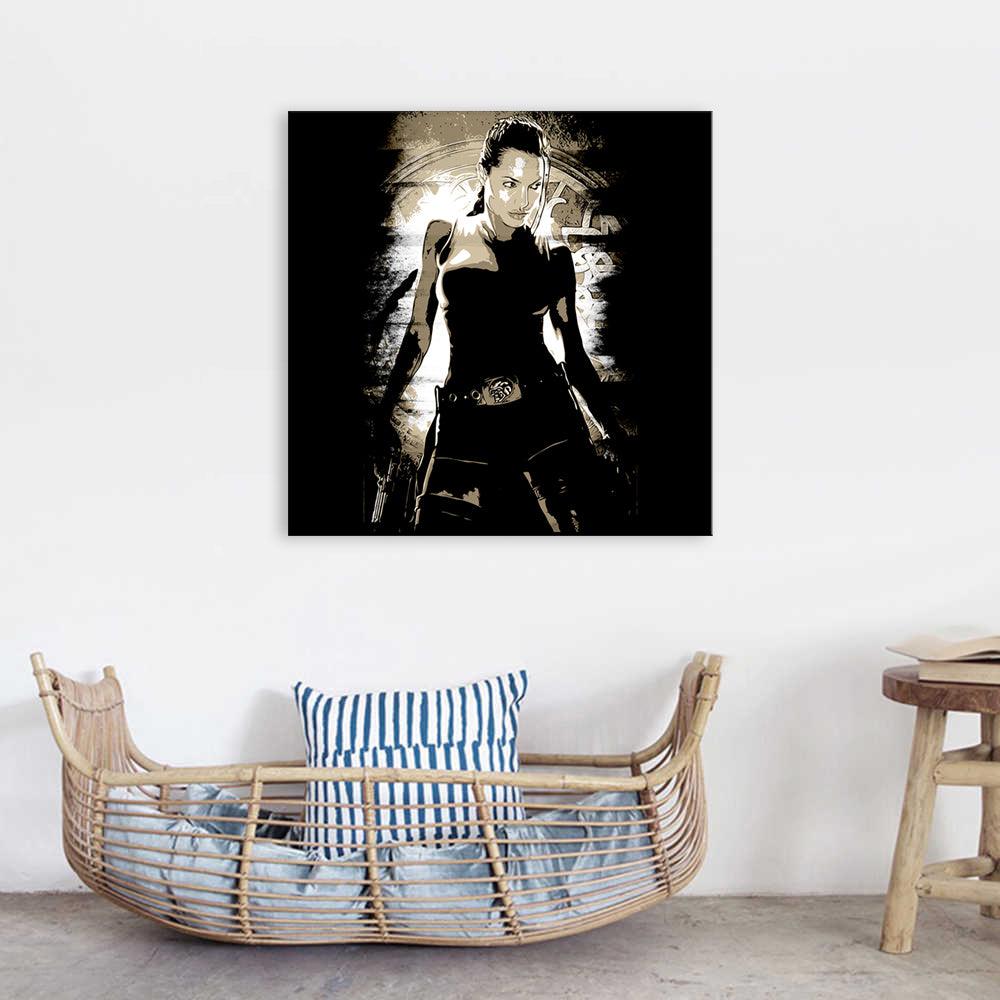 Black & Brown Angelina Jolie 1 Piece HD Multi Panel Canvas Wall Art Frame - Original Frame