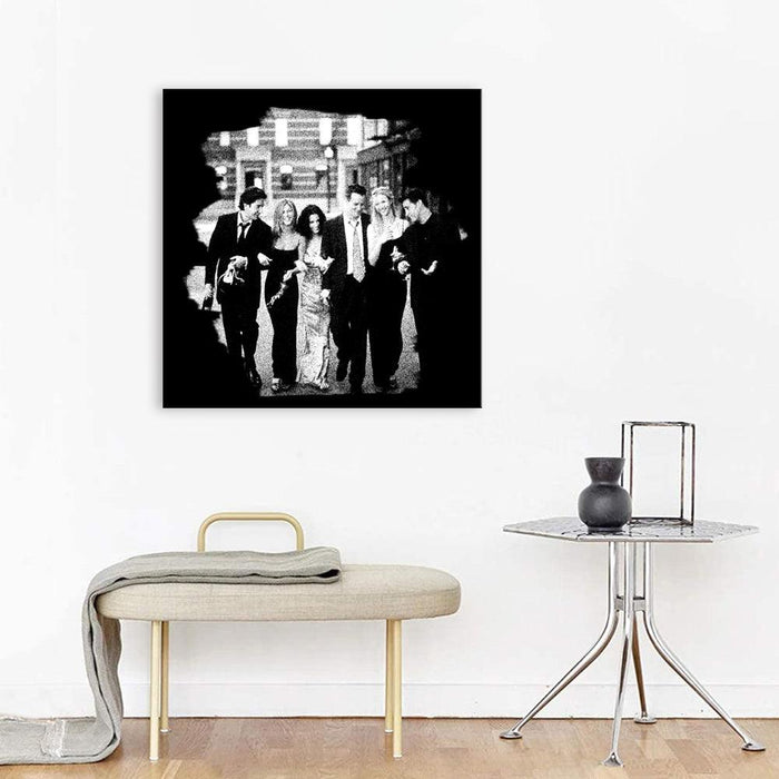 Friends Black And White 1 Piece HD Multi Panel Canvas Wall Art Frame - Original Frame