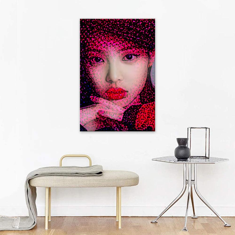 Red Woman 1 Piece HD Multi Panel Canvas Wall Art Frame - Original Frame