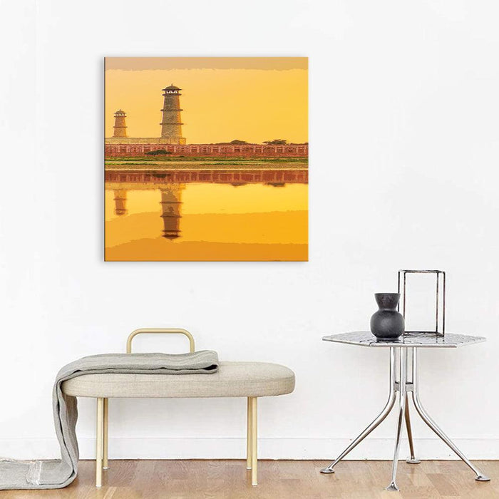 The Orange Lighthouse Abstract Landscape 1 Piece HD Multi Panel Canvas Wall Art Frame
