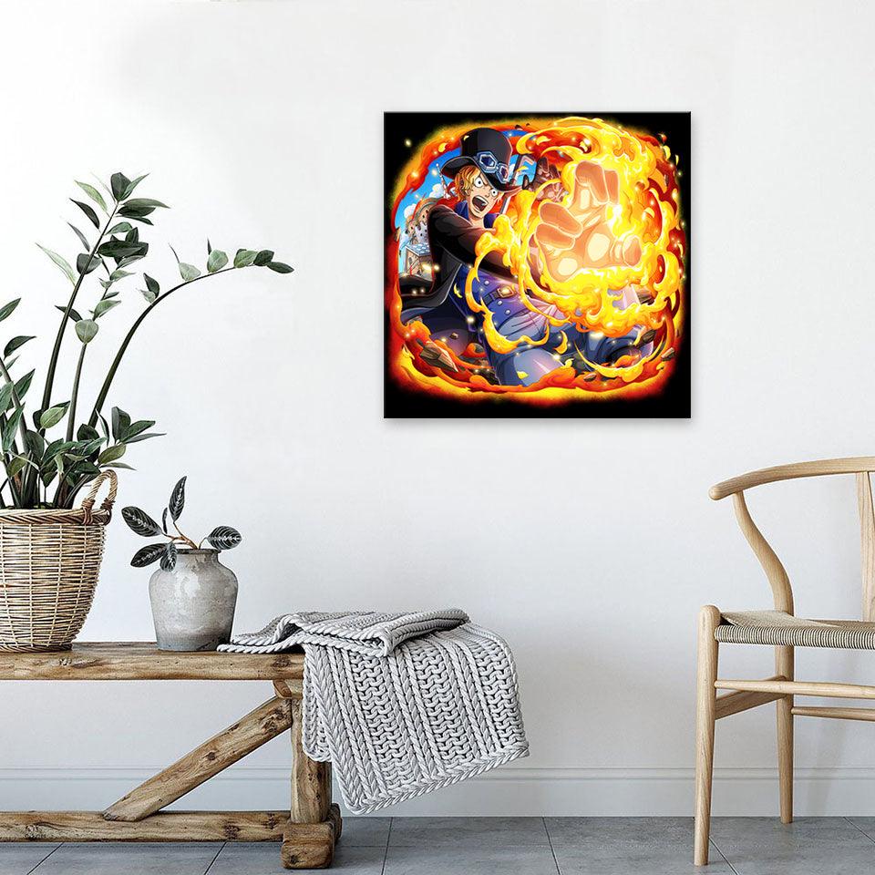 Magic Fire Anime 1 Piece HD Multi Panel Canvas Wall Art Frame - Original Frame