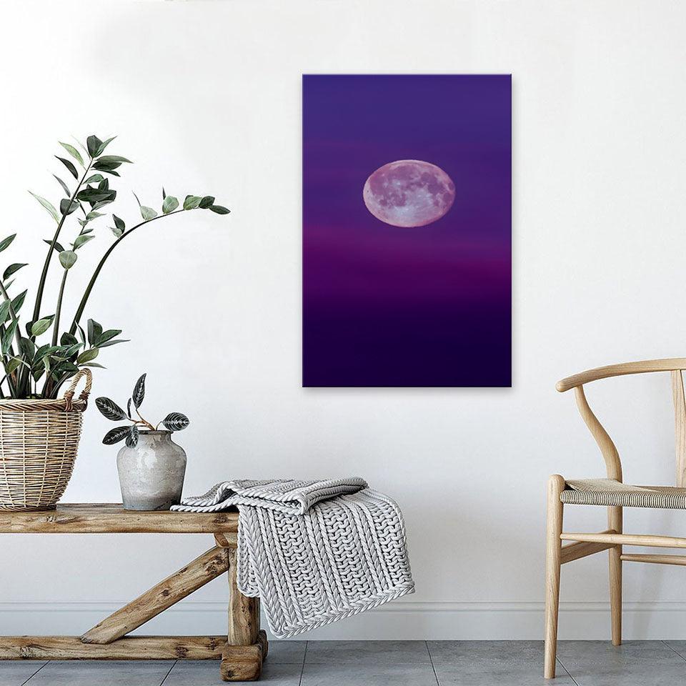 The Purple Full Moon 1 Piece HD Multi Panel Canvas Wall Art Frame - Original Frame