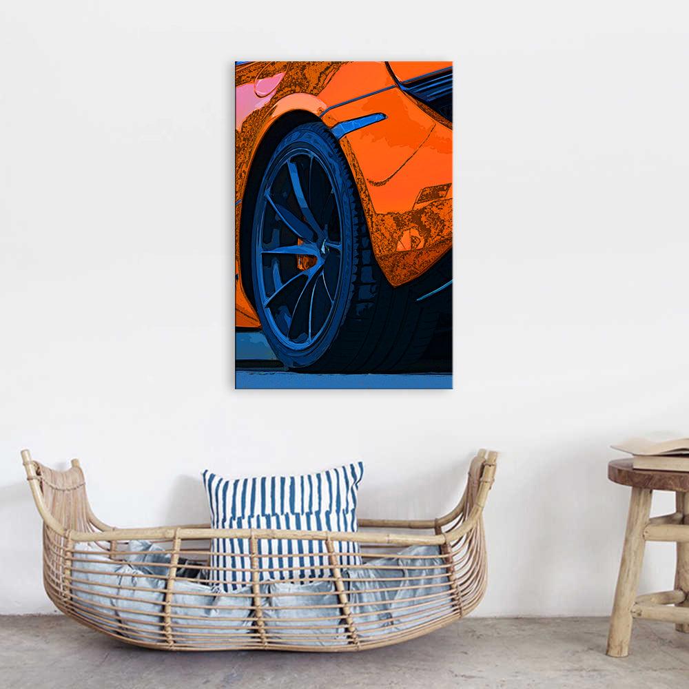 The Orange Car Portrait 1 Piece HD Multi Panel Canvas Wall Art Frame - Original Frame