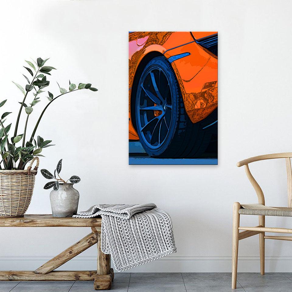 The Orange Car Portrait 1 Piece HD Multi Panel Canvas Wall Art Frame - Original Frame