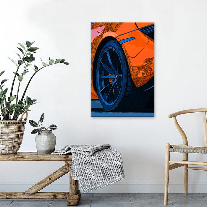The Orange Car Portrait 1 Piece HD Multi Panel Canvas Wall Art Frame