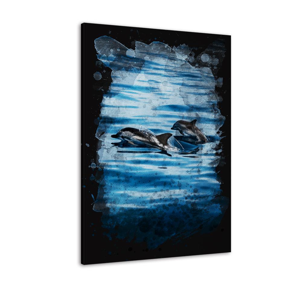 The Abstract Dolphins 1 Piece HD Multi Panel Canvas Wall Art Frame - Original Frame