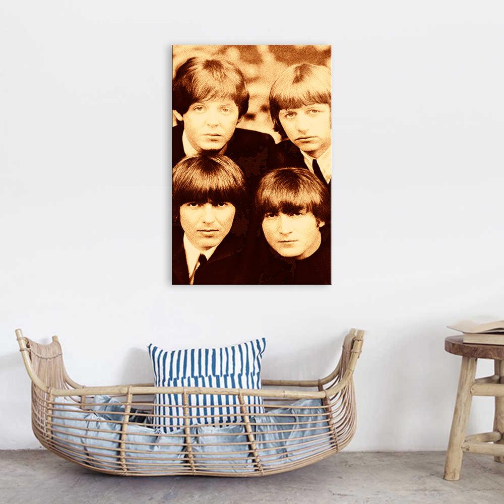 The Beatles Brown Portrait 1 Piece HD Multi Panel Canvas Wall Art Frame - Original Frame