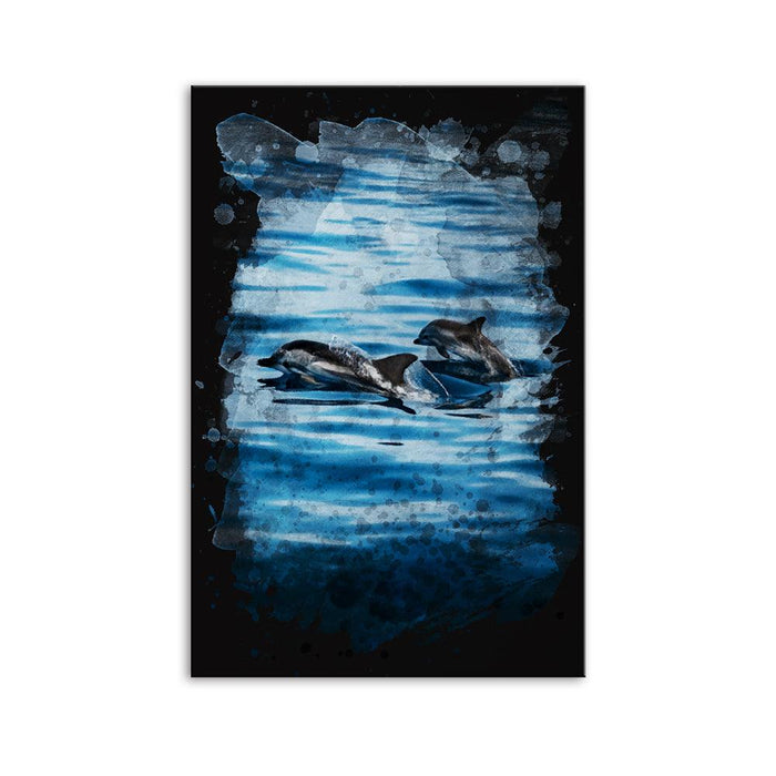 The Abstract Dolphins 1 Piece HD Multi Panel Canvas Wall Art Frame