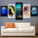 Sea Creatures 5 Piece HD Multi Panel Canvas Wall Art Frame - Original Frame