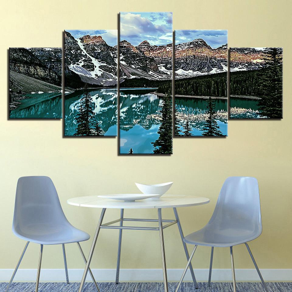 The Abstract Icy Landascape Collection 5 Piece HD Multi Panel Canvas Wall Art Frame - Original Frame