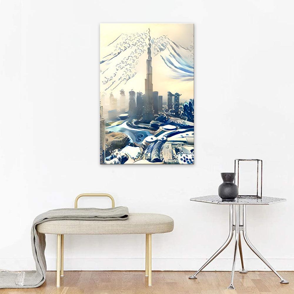 Abstract Water City 1 Piece HD Multi Panel Canvas Wall Art Frame - Original Frame