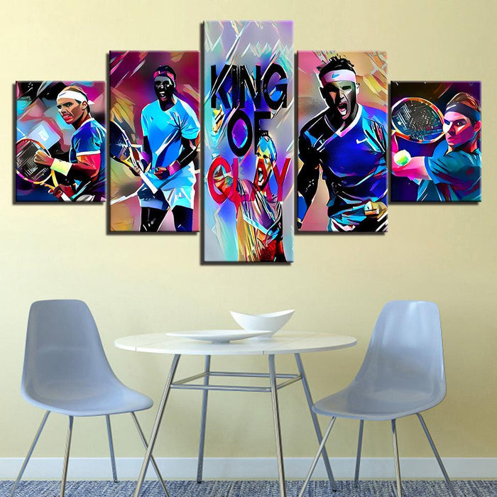 Tennis Match 5 Piece HD Multi Panel Canvas Wall Art Frame - Original Frame