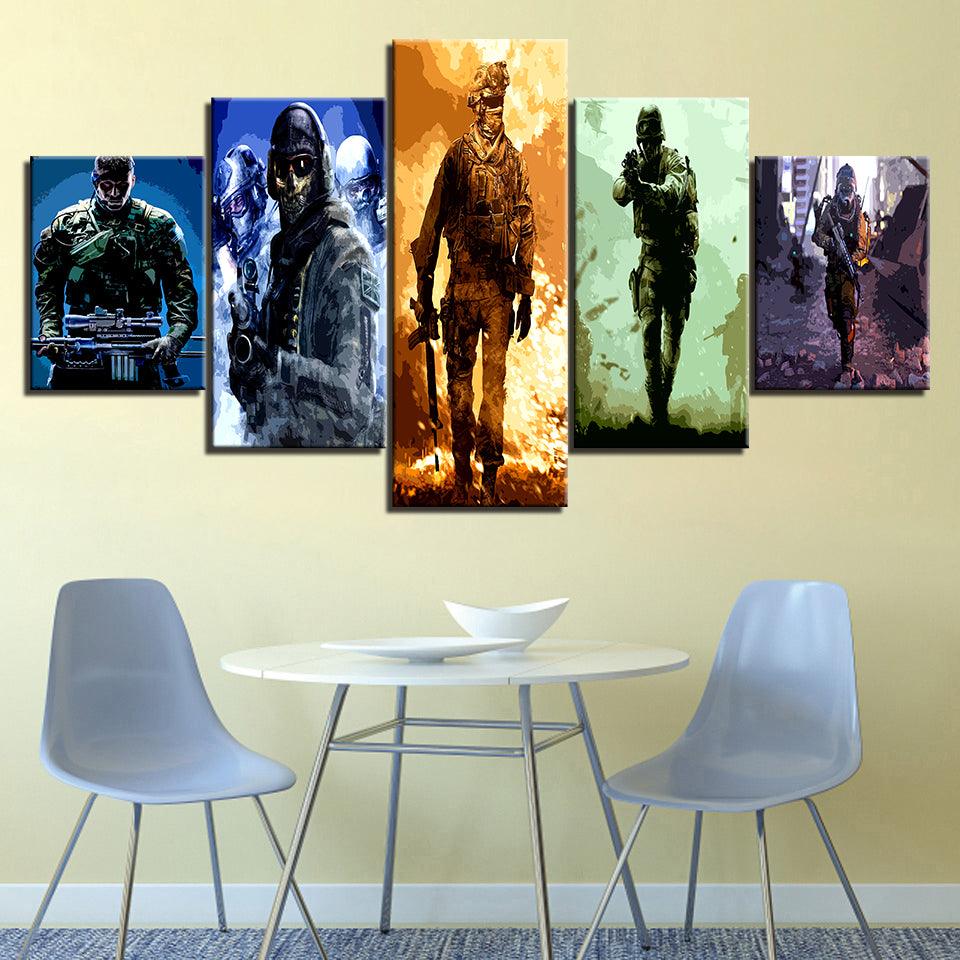The Military Team 5 Piece HD Multi Panel Canvas Wall Art Frame - Original Frame