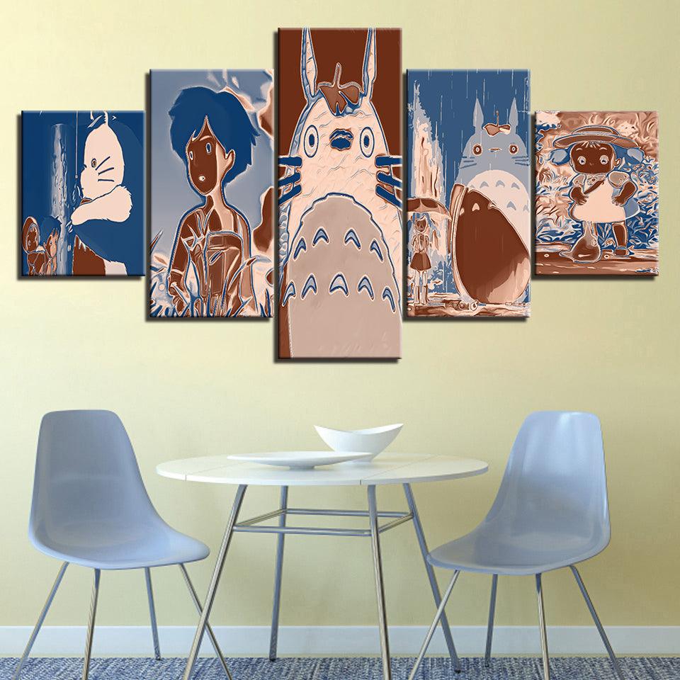 Blue & Brown Cats Collection 5 Piece HD Multi Panel Canvas Wall Art Frame - Original Frame