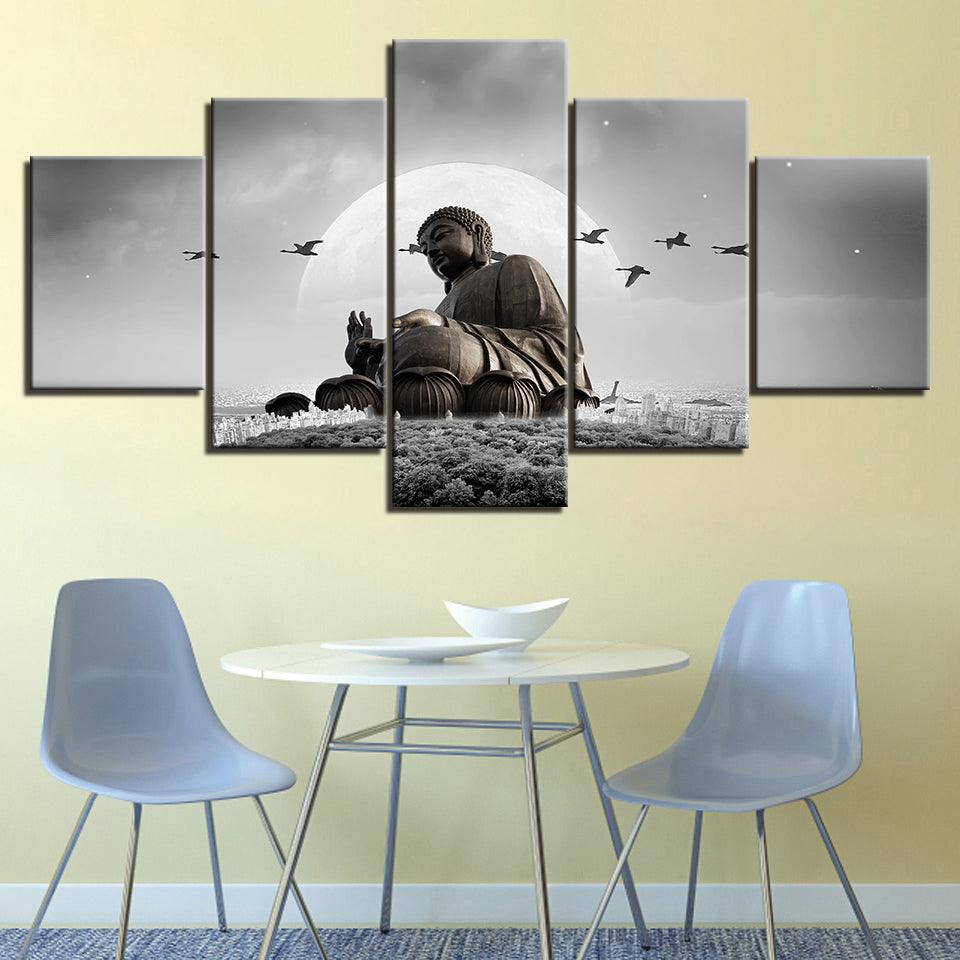 Buddha 5 Piece HD Multi Panel Canvas Wall Art Frame - Original Frame