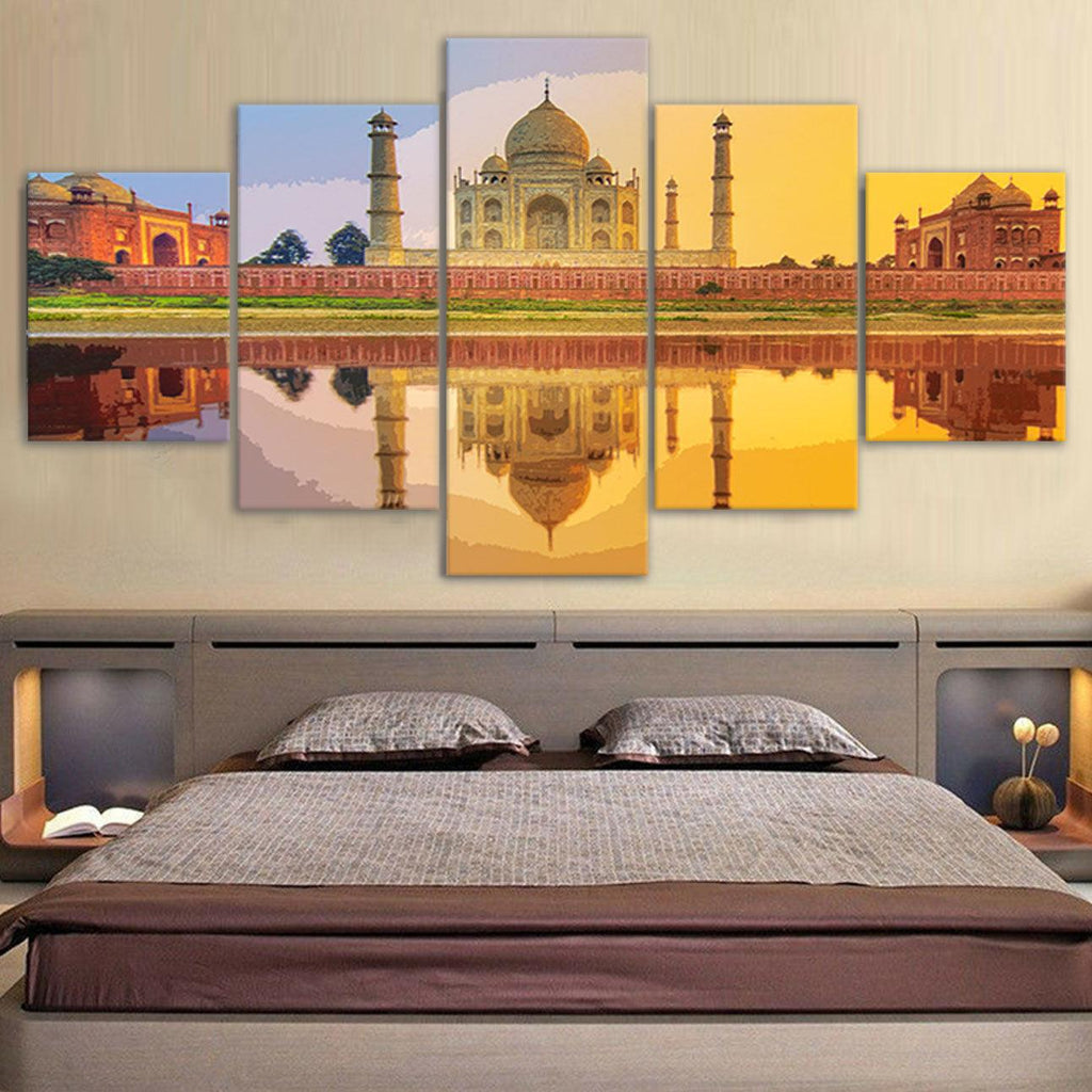 Taj Mahal 5 Piece HD Multi Panel Canvas Wall Art Frame - Original Frame