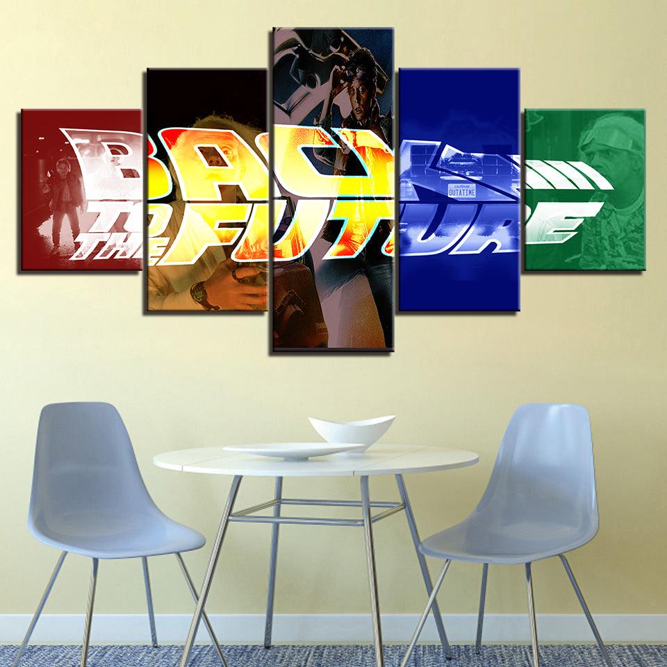 Back To The Future 5 Piece HD Multi Panel Canvas Wall Art Frame - Original Frame