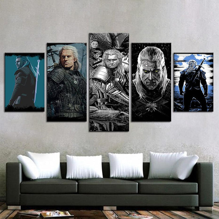 The Witcher 5 Piece HD Multi Panel Canvas Wall Art Frame - Original Frame