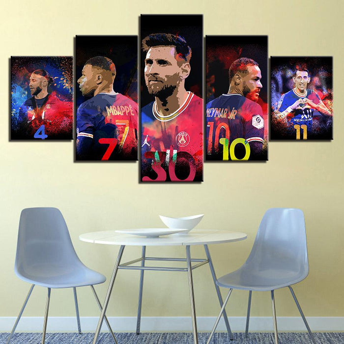 Paris Saint Germain Soccer 5 Piece HD Multi Panel Canvas Wall Art Frame - Original Frame