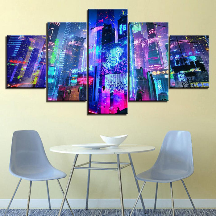 The City Lights Of Home 5 Piece HD Multi Panel Canvas Wall Art Frame - Original Frame