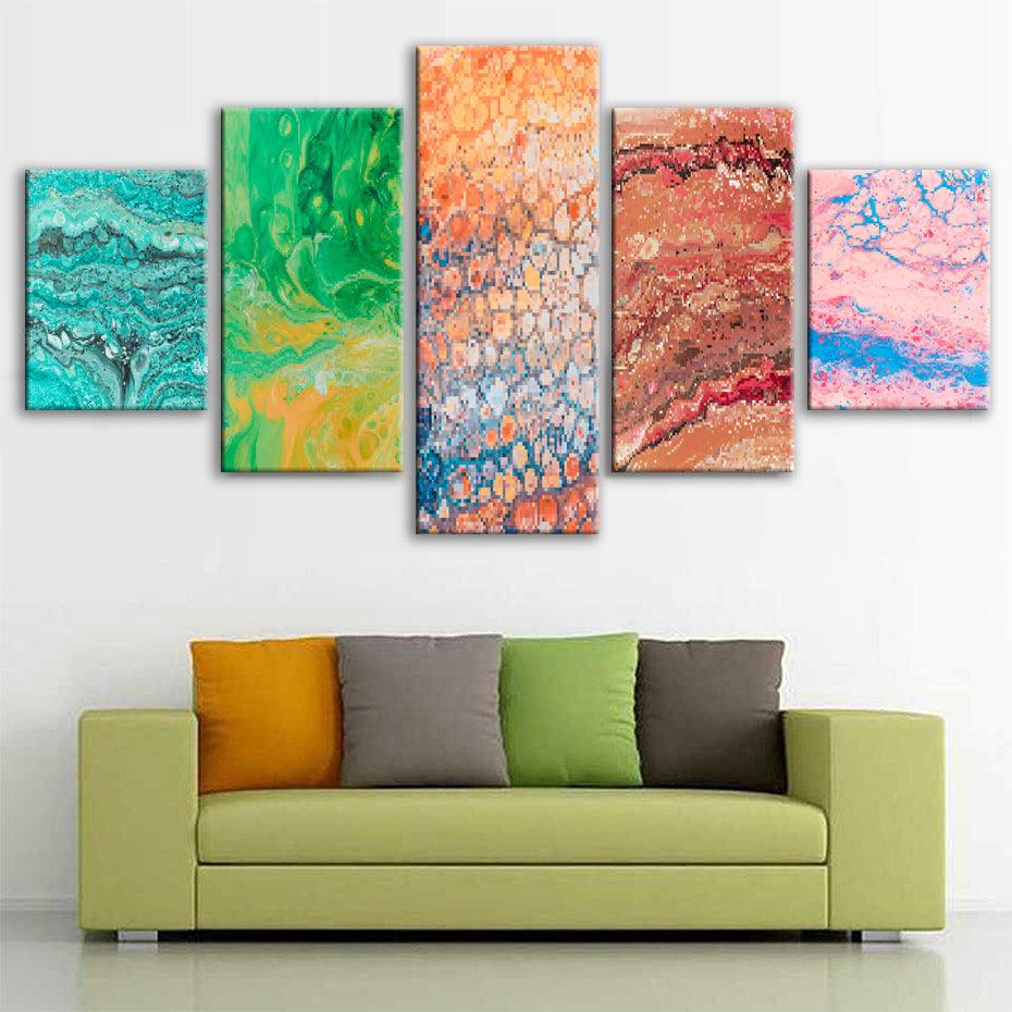 Pixelated Patterns 5 Piece HD Multi Panel Canvas Wall Art - Original Frame