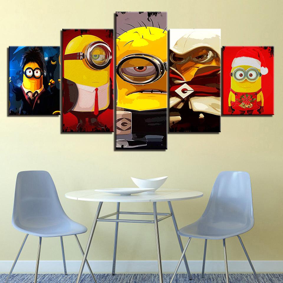 The Minions 5 Piece HD Multi Panel Canvas Wall Art Frame - Original Frame