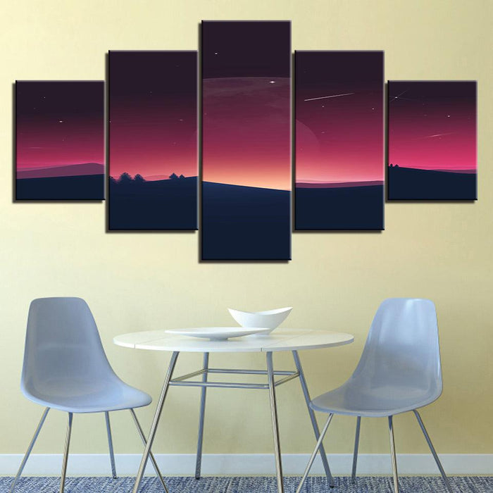 The Desert´s Sunset 5 Piece HD Multi Panel Canvas Wall Art Frame - Original Frame