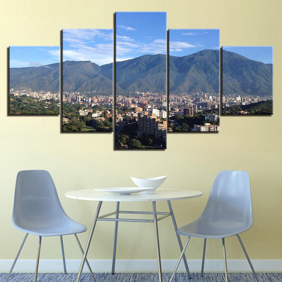 City Scenery 5 Piece HD Multi Panel Canvas Wall Art Frame - Original Frame