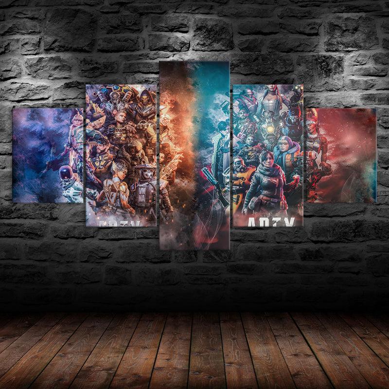 Apex Legends Anime 5 Piece Super Heroes Print Canvas Wall Art Frames - Original Frame