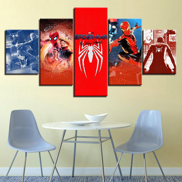 Spiderman No Way Home 5 Piece HD Multi Panel Canvas Wall Art Frame