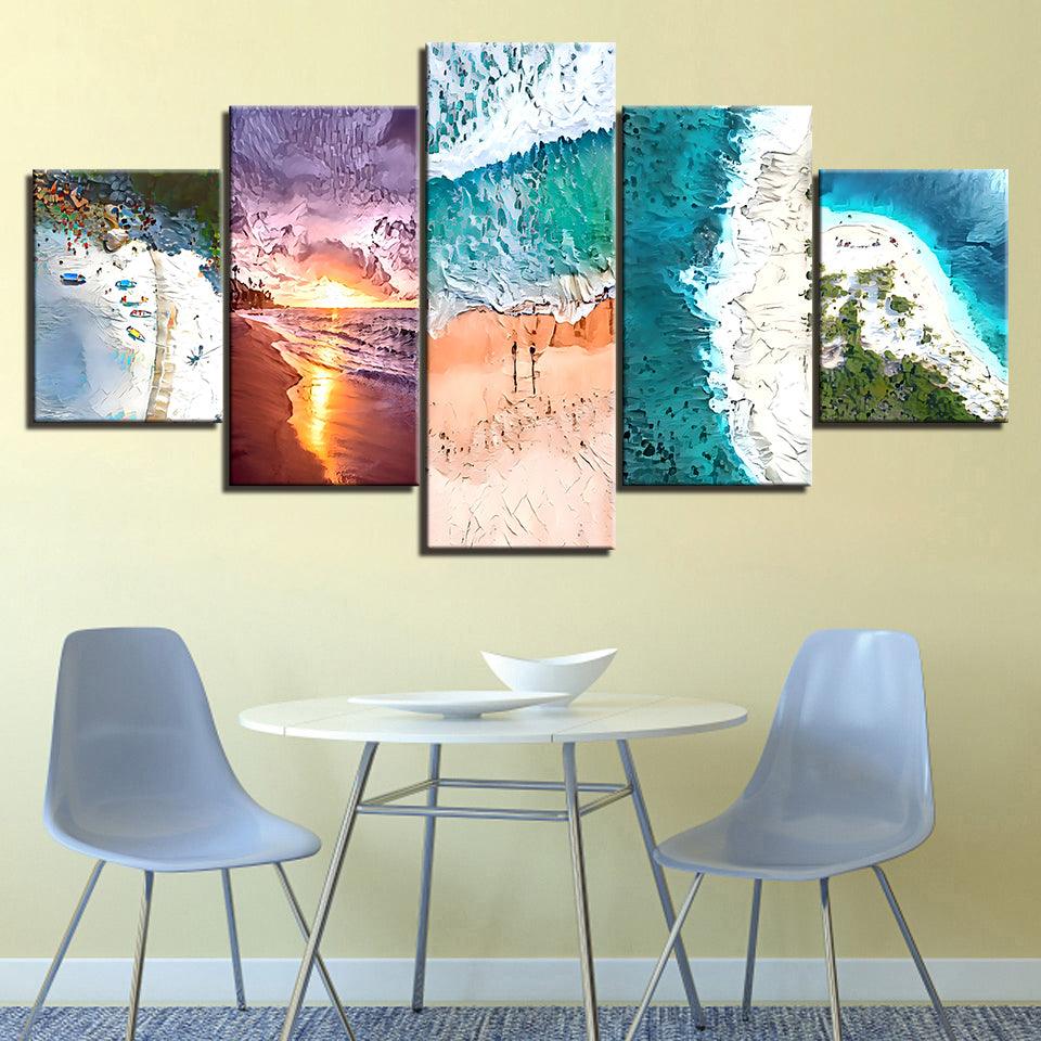 The Abstract Beaches Collection 5 Piece HD Multi Panel Canvas Wall Art Frame - Original Frame