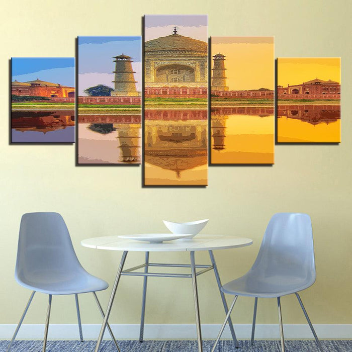 The Sunset From The Palace 5 Piece HD Multi Panel Canvas Wall Art Frame