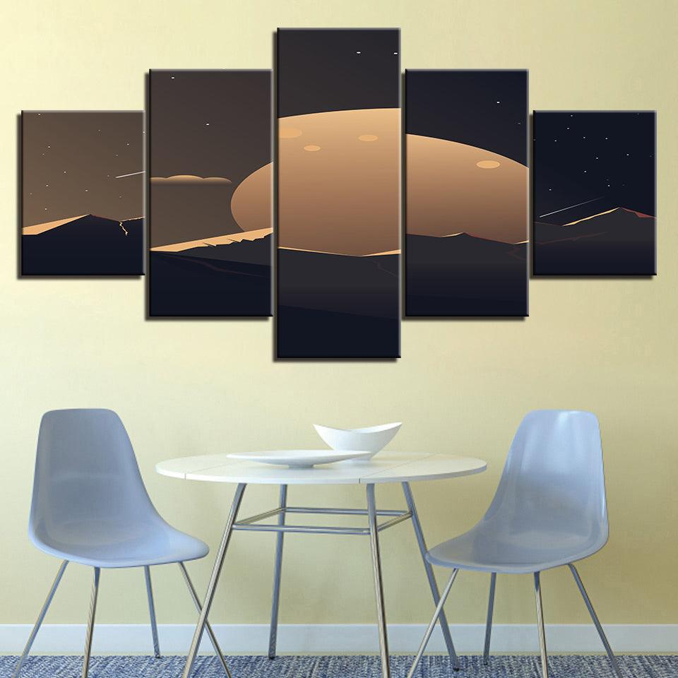 The Abstract Moon Of The Desert 5 Piece HD Multi Panel Canvas Wall Art Frame - Original Frame