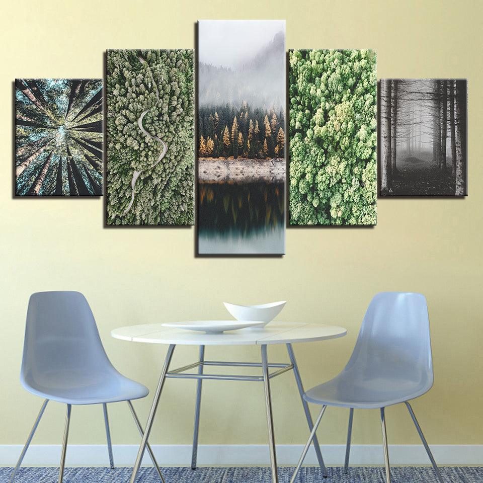 Evenings In The Woods Collection 5 Piece HD Multi Panel Canvas Wall Art Frame - Original Frame