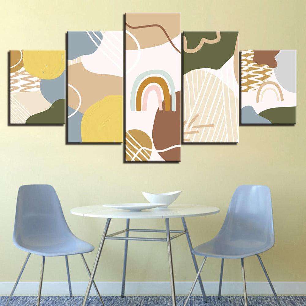 The Abstract Rainbow 5 Piece HD Multi Panel Canvas Wall Art Frame - Original Frame