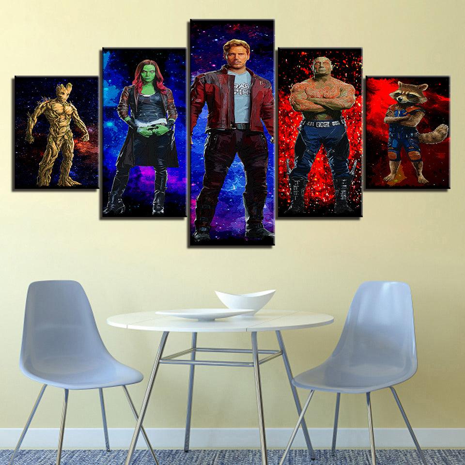 The Guardians Of The Galaxy Collection 5 Piece HD Multi Panel Canvas Wall Art Frame - Original Frame